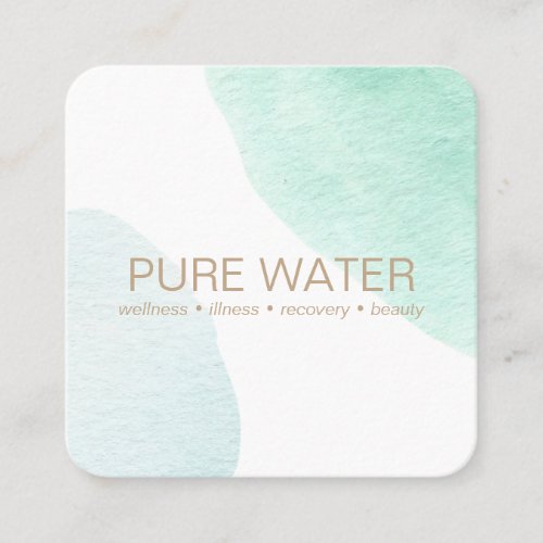 Aqua GREEN Watercolor IV therapy wellness dayspa Square Business Card