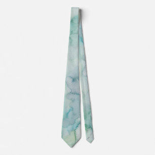 Aqua Green Watercolor Tie for Weddings