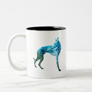 Aqua & Green Waves Whippet Two-Tone Coffee Mug
