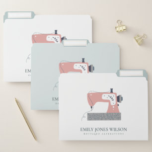 AQUA GREY BLUSH PEACH PINK SEWING MACHINE TAILOR FILE FOLDER