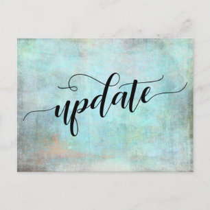 Aqua Grunge Postponed Wedding Update Notice Postcard