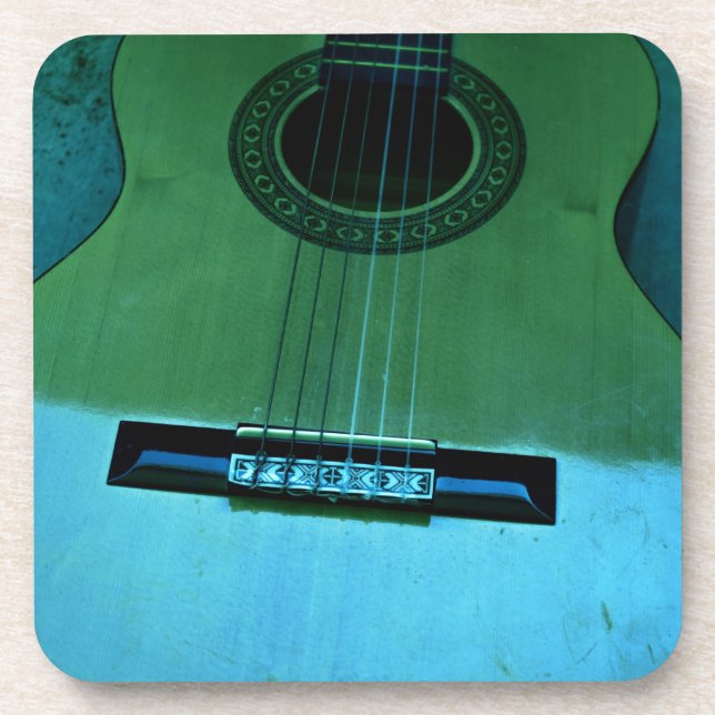 Aqua Guitar Drink Coaster (Front)