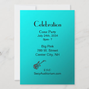 Aqua Guitar Party Invitation