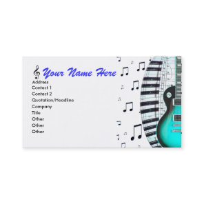 Aqua Guitar Piano Keyboard & Notes Business Card
