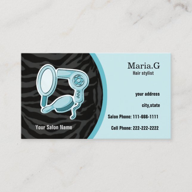 Aqua Hair Salon cards with appointment on back (Front)