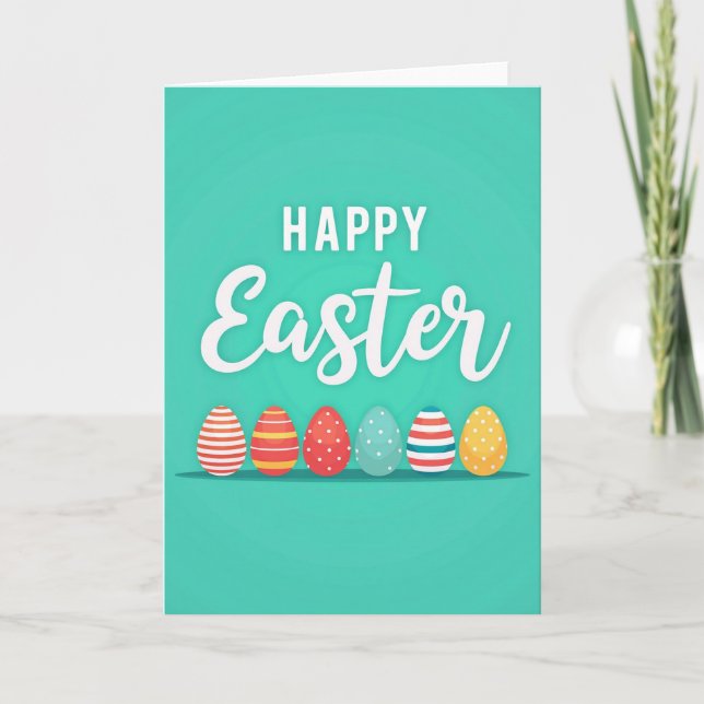 Aqua Happy Easter Egg Art Card (Front)