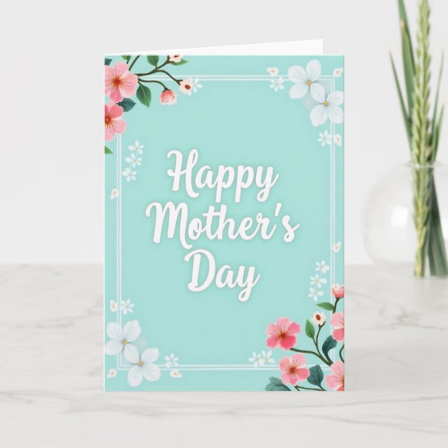Aqua Happy Mothers Day Card (Front)