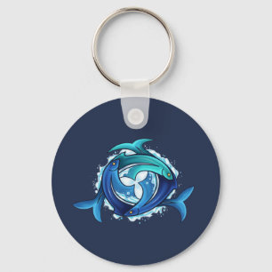 Aqua Harmony: Intertwined Fish Trinity Keychain