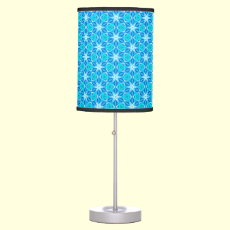 Aqua Hawaiian Stars under a Bright Night Sky Dance Desk Lamps
