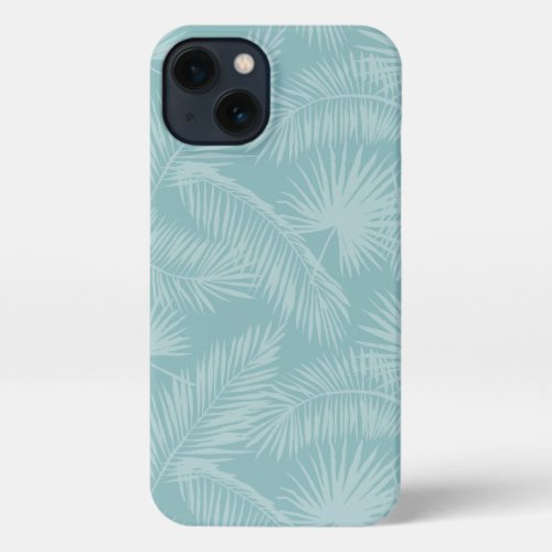 Aqua Haze Tropical Botanical Palm Leaves Pattern iPhone 13 Case