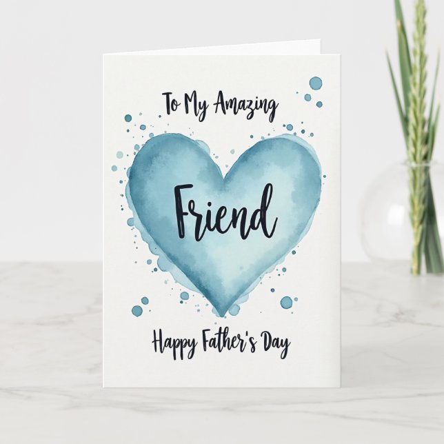 Aqua Heart Fathers Day Card (Front)