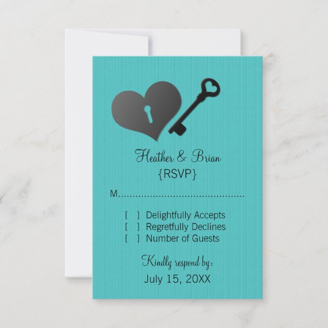Aqua Heart Lock and Key Response Card (Front)