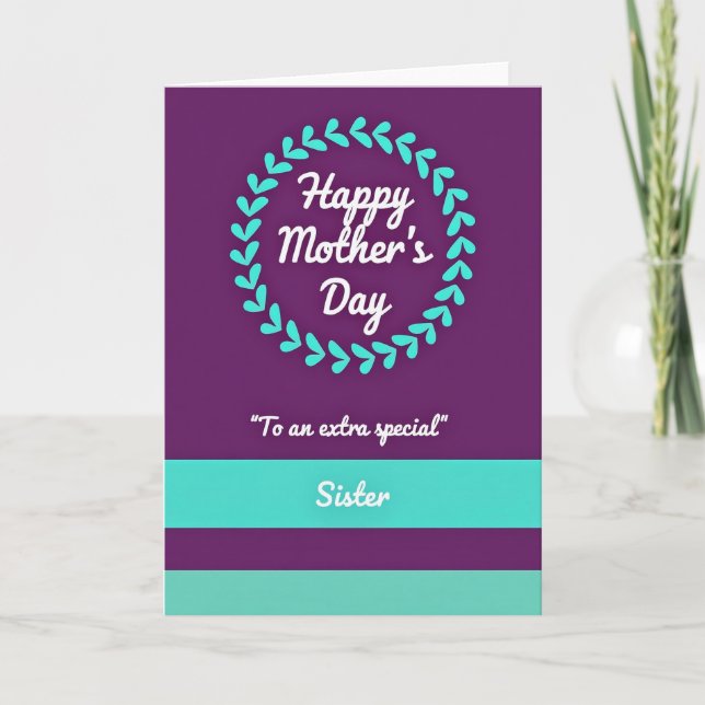 Aqua Heart Mothers Day Card (Front)