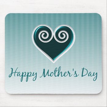 Aqua Heart Mother's Day Mousepad by mariannegilliand at Zazzle