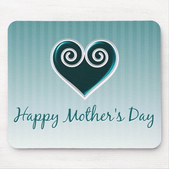 Aqua Heart Mother's Day Mousepad (Front)