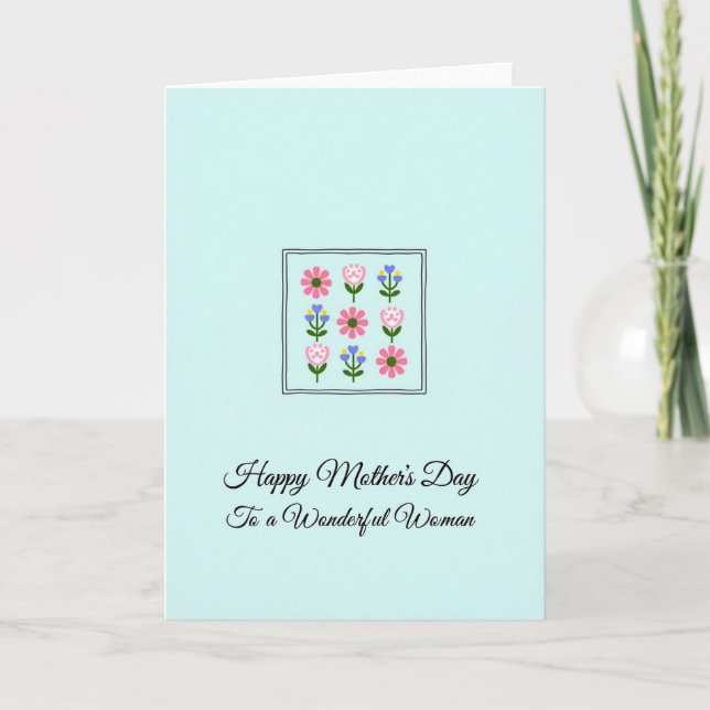 Aqua Heartfelt Mothers Day Card (Front)