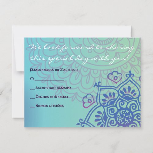 Aqua HEMSA HAND of GOD Bat Mitzvah Reply Card