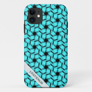 Aqua Hexagon Weave Textile Pattern iPhone 5 Case