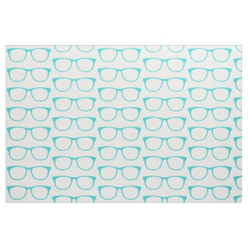 Aqua Hipster Geek Glasses Fabric