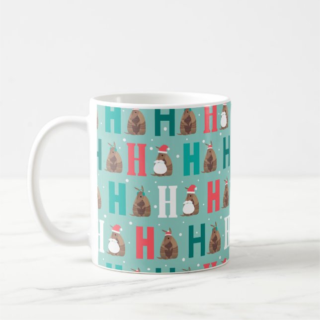 Aqua Ho Ho Ho Armadillo Coffee Mug (Left)