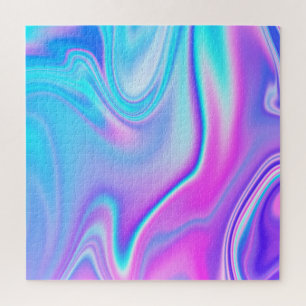 Aqua Hot Pink Iridescent Ombre Jigsaw Puzzle