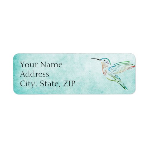 Aqua Hummingbird Anniversary Return Address Label