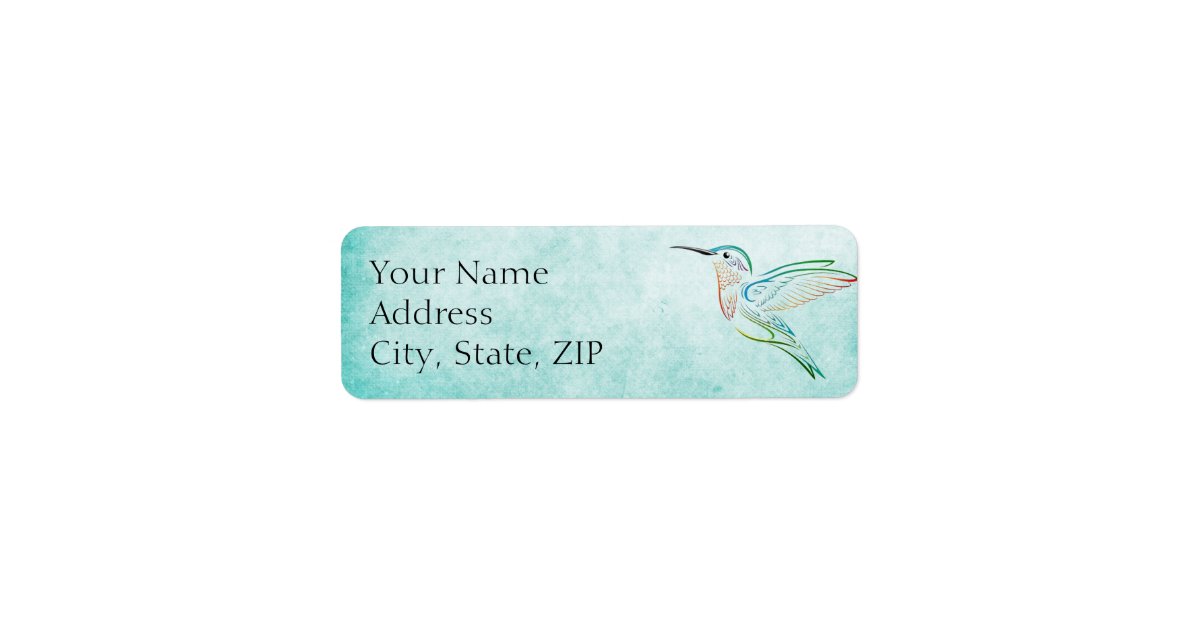 Aqua Hummingbird Anniversary Return Address Label | Zazzle