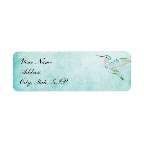 Aqua Hummingbird Watercolor Wedding Labels