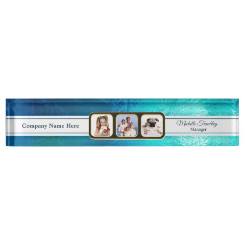 Aqua Ice Custom Photo Desk Name Plate