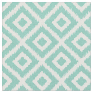 Aqua Ikat Diamonds Fabric