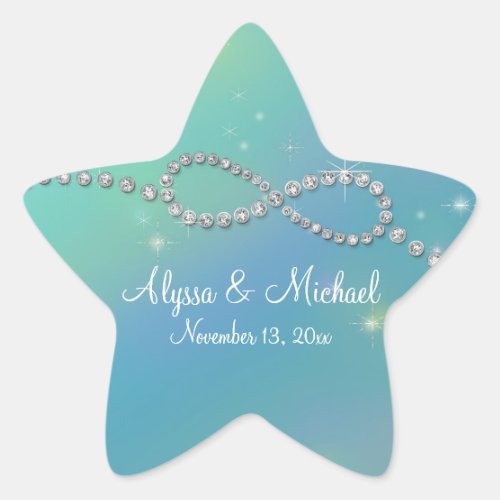 Aqua Infinity Symbol Sign Infinite Love Twinkling Star Sticker