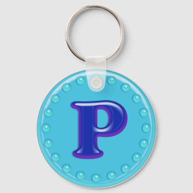 Aqua Initial P Keychain (Front)