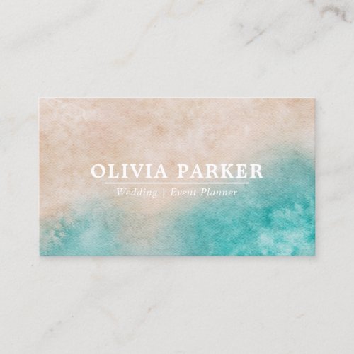 Aqua Ink Ocean Beach Modern Minimalist Business Card