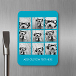 Aqua Instagram Photo Collage with 9 square photos Magnet<br><div class="desc">Use your photos without frames to create your own piece of art! Add your favorite pictures and snapshots to this strip for a fun memory keeper. An artistic way to display your best photo sharing pics.</div>