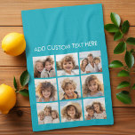 Aqua Instagram Photo Collage with 9 square photos Towel<br><div class="desc">Use your photos without frames to create your own piece of art! Add your favorite pictures and snapshots to this strip for a fun memory keeper. An artistic way to display your best photo sharing pics.</div>