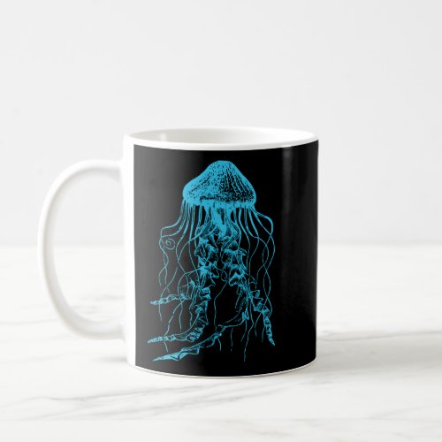 Aqua Jellyfish Blue Ocean Explorer Jellyfish  Coffee Mug