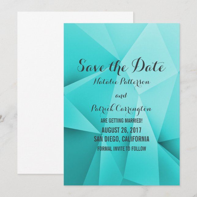 Aqua Jewel Tones Save the Date Invite (Front/Back)