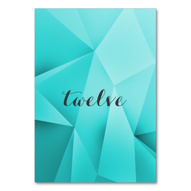 Aqua Jewel Tones Table Number Card (Front)
