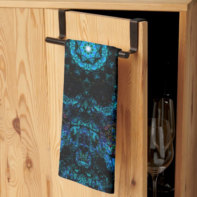 Aqua Kaleidoscope Effect,   Kitchen Towel (Thirds Fold)