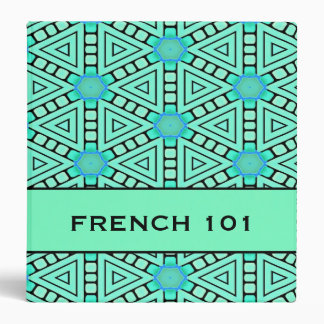 Aqua Kaleidoscope Geometric Design 1.5" Binder