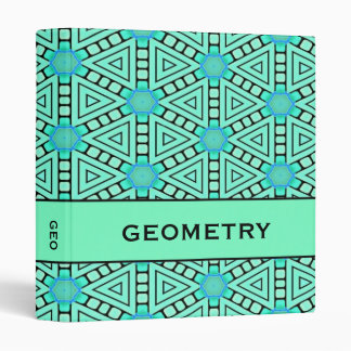 Aqua Kaleidoscope Geometric Design 1" Binder