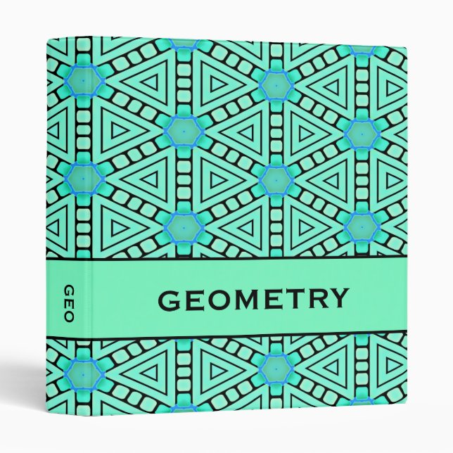 Aqua Kaleidoscope Geometric Design 1" Binder (Front/Spine)