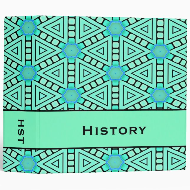 Aqua Kaleidoscope Geometric Design 2" Binder (Front/Spine)