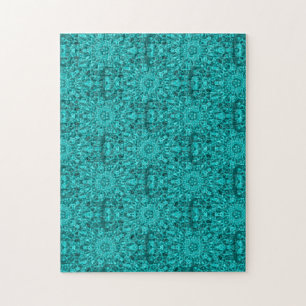 Aqua kaleidoscope waters geometric abstract art jigsaw puzzle