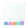Aqua Kawaii Pastel Rainbow Cats Lined Custom Name Notepad