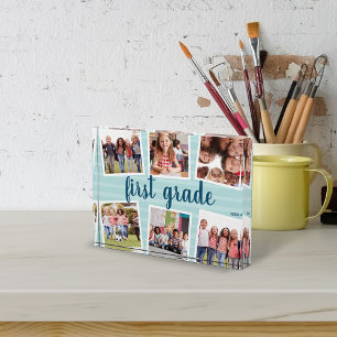 Aqua Kids School Year Keepsake Collage Photo Block