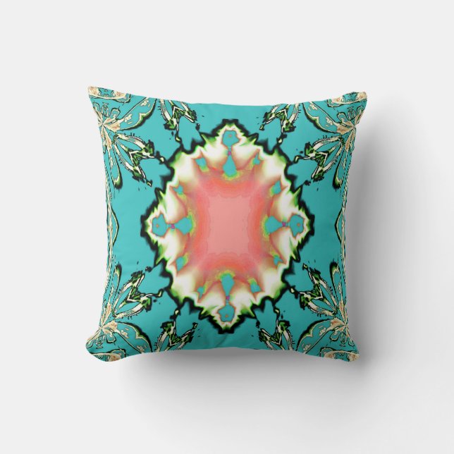 Aqua Lace American MoJo Pillow (Front)