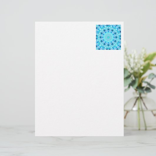 Aqua Lace, Delicate, Abstract Mandala (Standing Front)