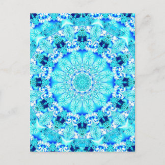 Aqua Lace, Delicate, Abstract Mandala Postcard