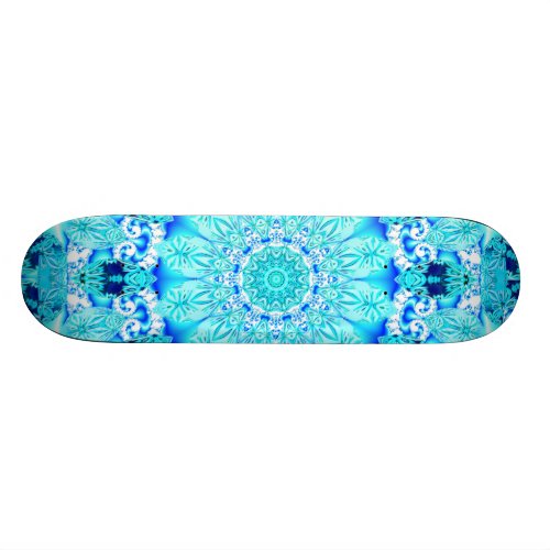 Aqua Lace, Delicate, Abstract Mandala Skateboard Deck